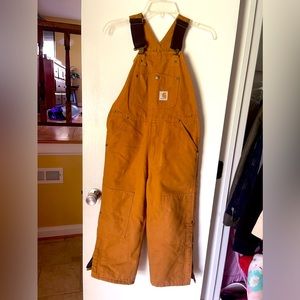 Carharrt youth brown quilted lined bibs overalls size 8